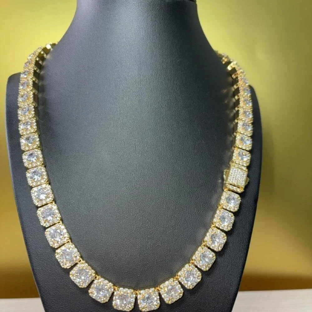 Gold Tennis Cluster Necklace 20 Inch 99 D 6